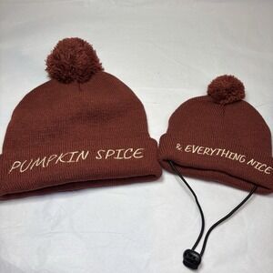 Matching Pet & Owner Hat Beanie Toboggan Pumpkin Spice Cute Fall FS Cat‎ Dog Pup
